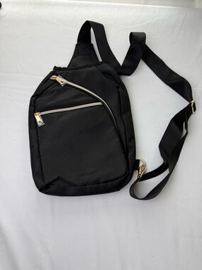 Black Women’s Crossbody Sling Bag with Gold Hardware